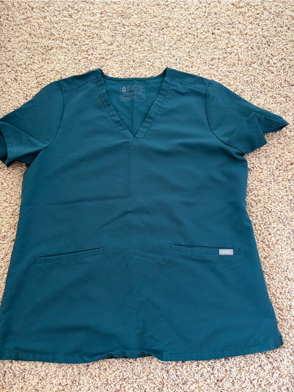 Figs Casma scrub top, large, Caribbean blue